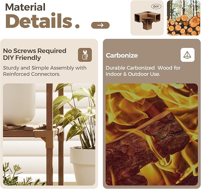 Bamworld Plant Stand Indoor Plants Shelf Outdoor Wood Plant Rack for 4 Tiers Large Flower Stand for Multiple Plants Ladder Plant Holder for Living Room Boho Home and Gardening