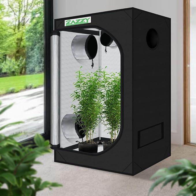 zazzy Grow Tent, 24"x36"x60" Hydroponic Grow Room Grow Tent Reflective Mylar Grow Tent with Window & Floor Tray for Indoor Plant Growing