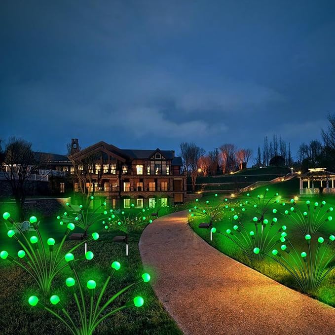 St Patricks Day Decorations Solar Garden Green Lights Outdoor, 2 Pack 20 LED Solar Firefly Lights, Waterproof Solar Wind Swaying Lights for St. Patrick's Day Irish Day Outside Yard Patio Decoration
