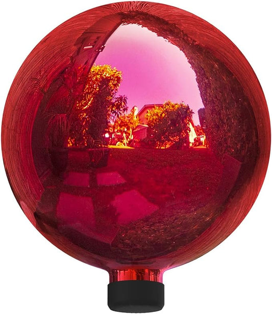 Alpine Corporation 10" Diameter Indoor/Outdoor Glass Gazing Globe Yard Decoration, Red