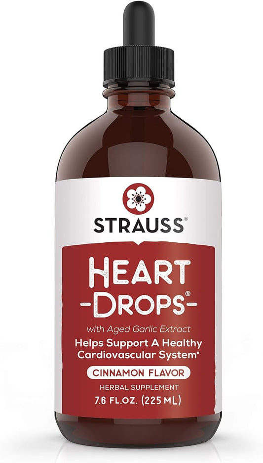 Strauss Naturals Heartdrops, Herbal Heart Supplements 7.6 fl (225ml) Bottle,