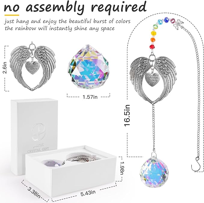 Memorial Gifts for Loss of Loved One Unique Sympathy Gifts Rainbow Sun Catcher Indoor Window Hanging Crystal Prism Grief Bereavement Gifts Ideas for Who Loss of Mom Dad (Silvery)