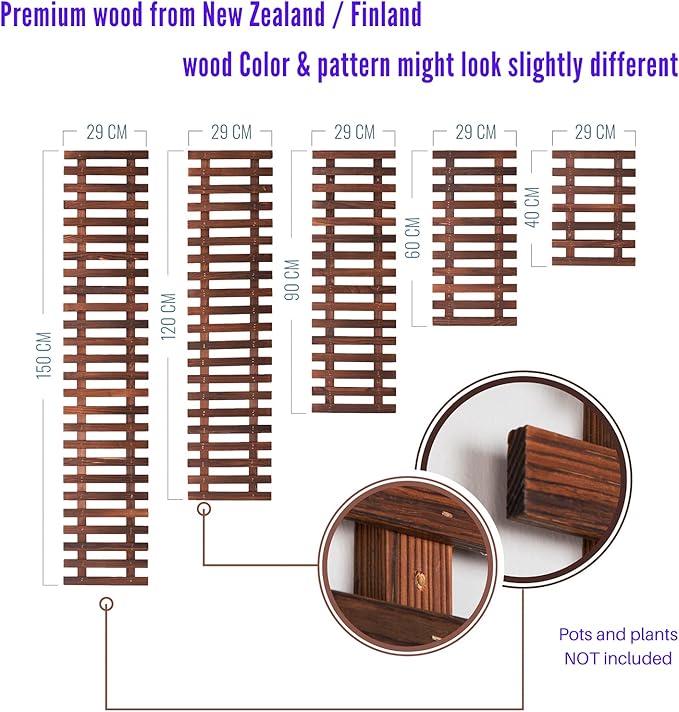 ShopLaLa Large Hanging Wall Planters for Indoor Plants - 5 Pack Wooden Wall Decor Bathroom Decorations Living Room Home Plant Shelves Vertical Garden Huge Unique Farmhouse Vintage Rustic 5 Sizes