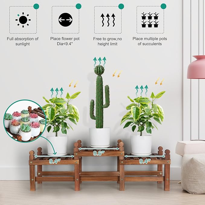 Plant Stand Indoor,3 Tier Small Plant Stand Corner Plant Shelf for Multiple Plants,Wooden Low Plant Bench for Windowsill Patio Balcony Garden (Free-Style Combination)