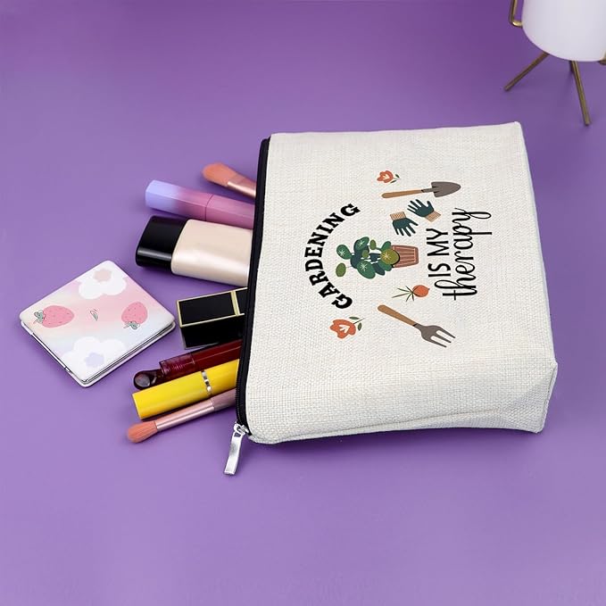 Gardening Gifts for Women Unique Makeup Bag Mom Birthday Gifts Gardener Cosmetic Bag Gardening Is My Therapy Funny Plant Lady Gifts Nature Lovers Gift Ideas Mothers Day Christmas Gifts