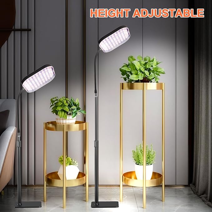 Grow Lights for Indoor Plants with Stand Full Spectrum, Floor Plant Growing Lamp with 336 LEDs for Large Plants, 4/8/12H Auto Timer,5 Brightness, 40-52 inches Height Adjustable