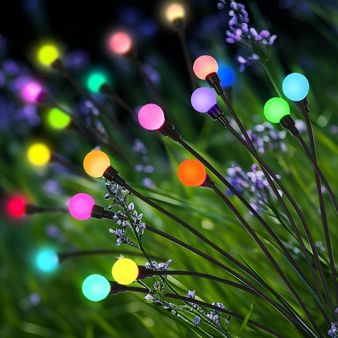 Solar Christmas Decoration, 80 LED Firefly Garden Lights Outdoor, Wind Sway Solar Lights for Yard Patio Pathway Decoration (8 Pack)