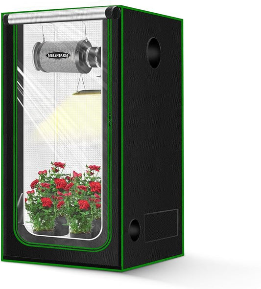 MELONFARM 2x2 Grow Tent, 24"x24"x48" Grow Tent, Double Transparent Viewing Door Indoor Grow Tent, Growing Tent with High Reflective Mylar & Floor Tray, Plant Tent for Indoor Hydroponics Growing