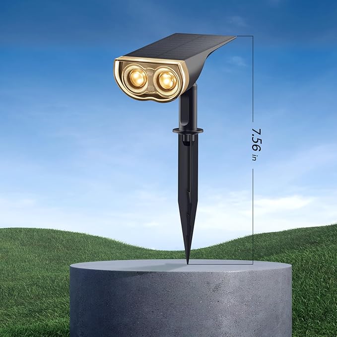 Consciot Solar Spotlights Outdoor, IP67 Waterproof 2-in-1 Solar Spot Lights, Durable Christmas Decorations Lights for Garden Yard Pathway Driveway Porch Walkway, Auto On/Off, 2 Pack(Warm White)