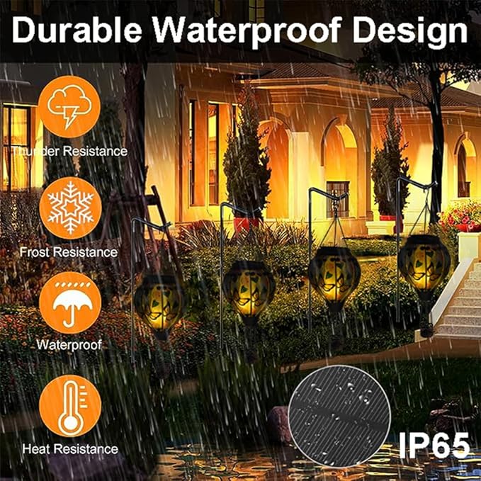 Hot Air Balloon Solar Lantern with Flickering Flame, Glass Hanging Garden Lights Outdoor Waterproof for Tree Yard Patio Mother's Day Gift, 18" H Butterfly