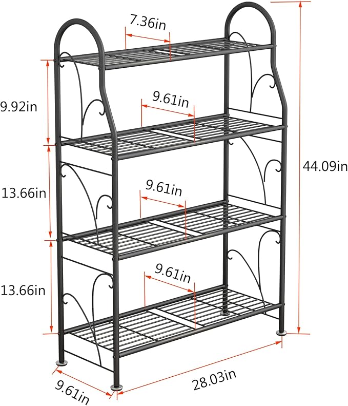 SORCEDAS Plant Stand Indoor Outdoor Plant Shelf 4 Tier Metal Corner Flower Stand Multiple Holder for Patio Garden Balcony Living Room, Dark Grey