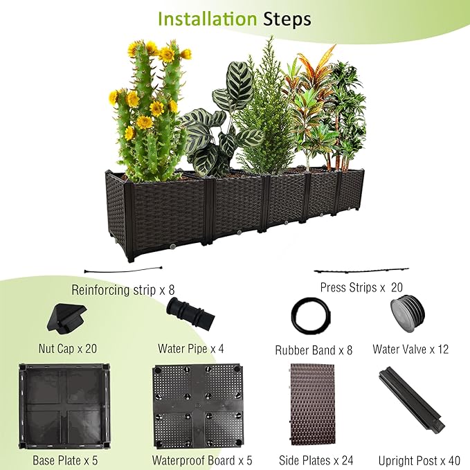 Large Planters for Outdoor Plants pots Elevated Garden Boxes Raised Garden Bed Garden Patio Balcony Deck to Planting Flowers Vegetables Tomato and Herbs