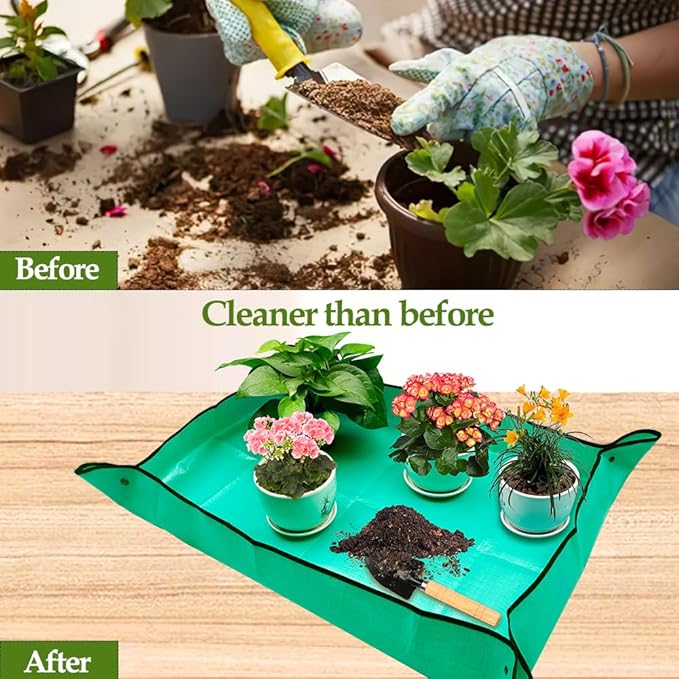 Potting Mat,Gardening Gifts,Repotting Mat,Gardening Hand Tools,Repotting Mat for Indoor Plants,Plant Mat,Gardening Tool Set,Indoor Gardening System,Gardening Gifts(Green 39.75 * 29.5 in)