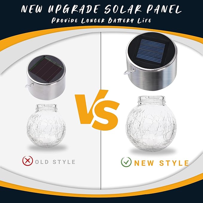 GIGALUMI 16 Pack Solar Outdoor Lights, Solar Hanging Lights for Christmas Decoration-Cracked Glass Solar Lights Outdoor Waterproof for Garden, Yard, Fence, Tree(Warm White)