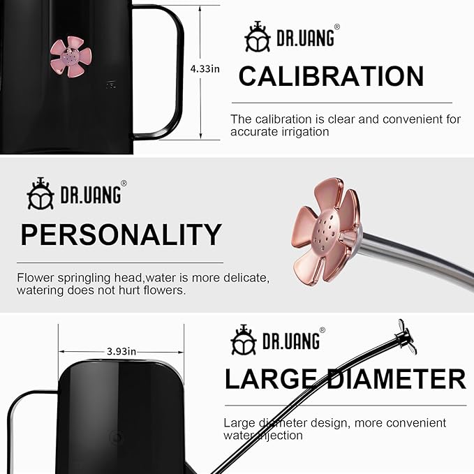 Watering Can Indoor for House Plants Small Watering cans with Long Spout Flower Model Sprinkler Head 1.2L (Black Coffee, 1.2L)