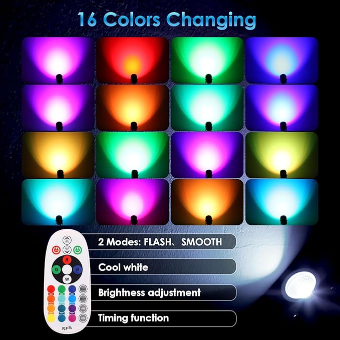 ECOWHO 25W RGB Color Changing Landscape Lights,1800LM Low Voltage LED Landscape Lighting 69ft Extendable LED Spotlight with Remote Transformer IP65 Waterproof for Garden Yard Pathway House 6 Pack