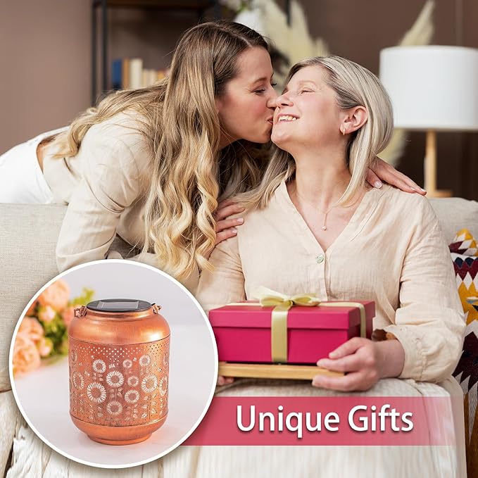 Sunflower Solar Lanterns Outdoor Waterproof Hanging Solar Lights Sunflower Gifts for Women Men Mom Metal Decorative LED Outdoor Lanterns for Patio,Lawn,Landscape, Garden Decor, Yard Decoration