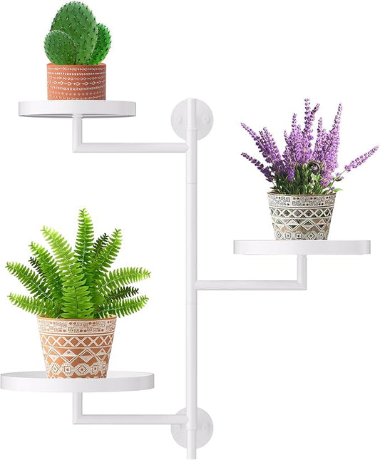 WIndow Rotating Plant Stand Shelf Indoor Black Metal Floating Shelves 3-Tier Wall Mount Plant Holders for Living Room Wall Planter Modern Home Decor for Gardening