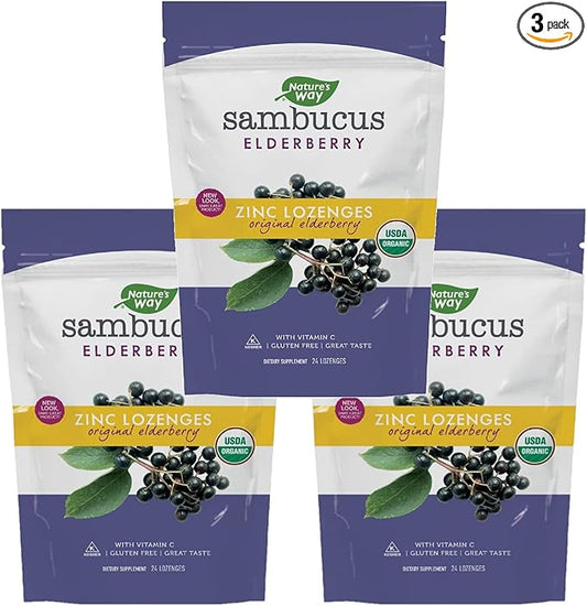 Nature's Way Organic Sambucus Zinc Lozenges 24 Lozenges 3)