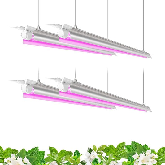 Barrina LED Grow Light 4FT, 168W(4 x 42W, 1000W Equivalent), Full Spectrum, V-Shape with Reflector, Grow Light Strip, Grow Lights for Indoor Plants, 4-Pack