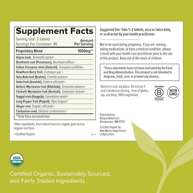 Banyan Botanicals Heart Formula – Organic 90 Tablets