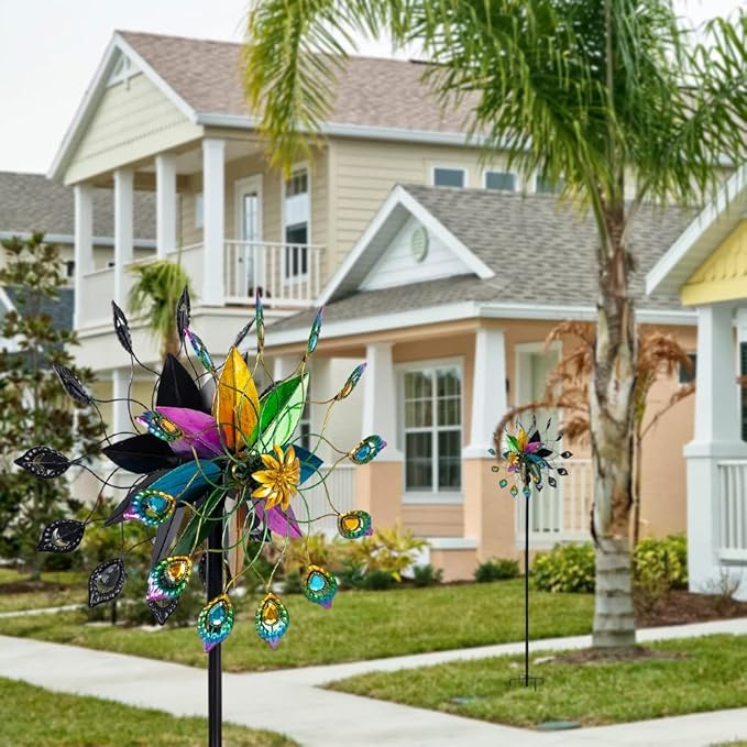 DREAMYSOUL Outdoor 360 Degree Wind Spinner, Metal Wind Spinners for Yard and Garden Large Wind Sculpture Garden Decor (66 * 16 Inches)