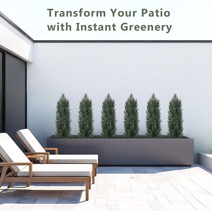 THE BLOOM TIMES 4ft Topiary Trees Artificial Outdoor 2 Pack – UV Resistant Faux Cedar Pine Cypress Bushes and Shrubs, Fake Potted Plants for Front Porch Outside Planter Patio Decor, Set of 2 (4 Foot)