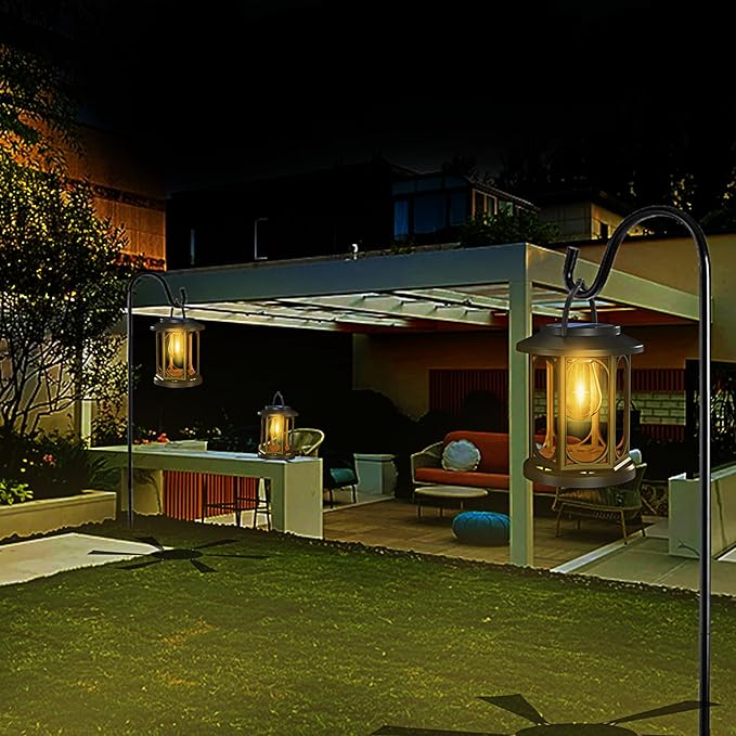 Solar Lanterns Outdoor Waterproof,Hanging Solar Lights for Outside with Built-in Bulb,Outdoor Lantern Decor for Porch,Patio,Garden,Suitable for Daily Lighting or Festive Decoration,2 Pack