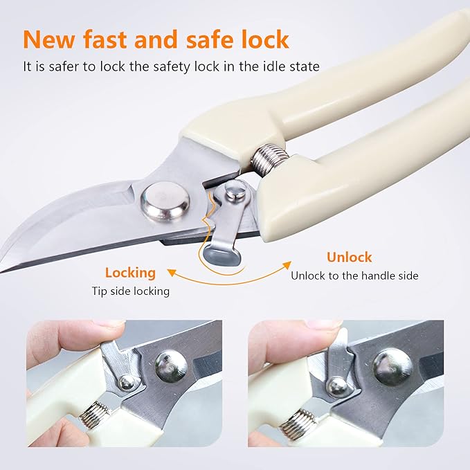 Garden Scissors for Plant, Tip Pruning Shears for Cutting Flowers, Trimming Plants, Bonsai and Fruits Picking (Bypass Blade Pruner)
