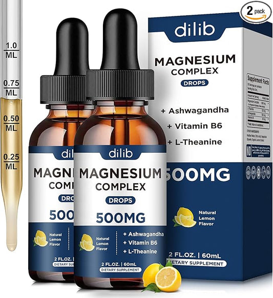 (2 Pack) Magnesium Glycinate, Citrate, Malate 500mg with B6-Support Calm,
