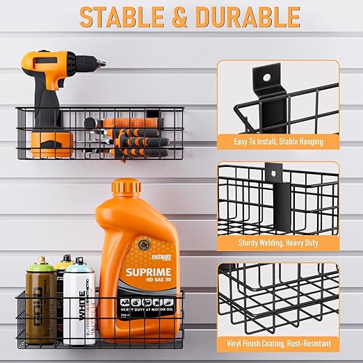 INCLY 30PCS Slatwall Accessories Set with Slatwall Baskets, Slatwall Hooks, Slatwall Shelves, Slatwall Bins, Slatwall Cups, Heavy Duty Slat Wall Accessory for Garage Room Shop Organizing Display