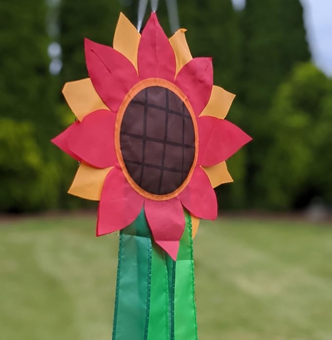 Madrona Brands Red Flower Windsock | Durable Outdoor Hanging Decoration | Yard, Garden, Patio, Home and More | 42-Inch