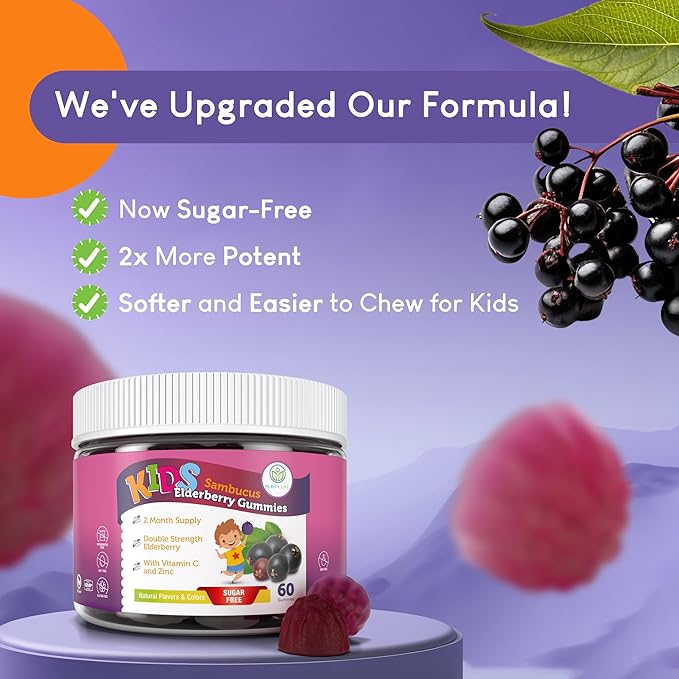 Sugar-Free Kids Elderberry Gummies with Vitamin (60 Ct)