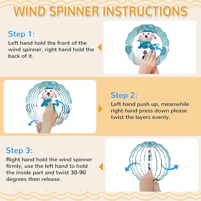 Sublimation Wind Spinner Blanks, 10 Inch 3D Aluminum Metal Hanging Wind Spinner Bulk for Garden Yard Outdoor, Window Porch Decoration for Heat Press Transfer DIY (20. snowman-6pcs)