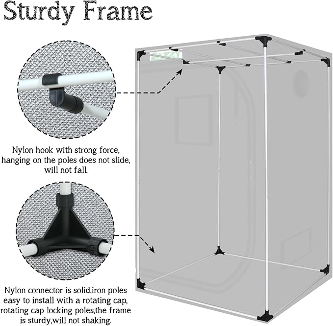 zazzy Grow Tent 32"x32"x63", High Reflective Mylar Grow Room with Observation Window, Removable Floor Tray and Tool Bag for Planting Indoor Fruit Flower Veg 3'X3'