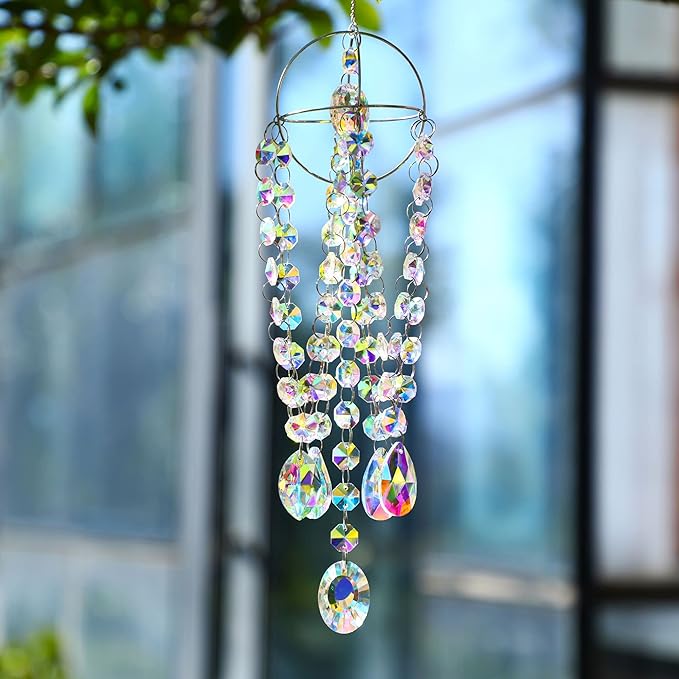 Sun Catchers with Crystals Rainbow Maker Hanging Crystals Prisms Suncatcher for Window - Crystal Chandelier Wind Chimes Sun Catchers Indoor Window Decorations