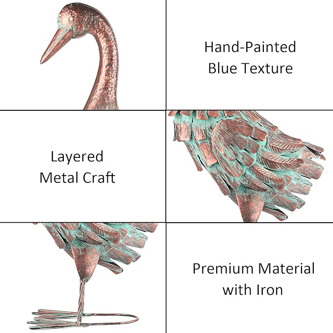 Garden Outdoor Statue Metal Duck Art Sculpture for Lawn, Farm and Patio - 25 Inches