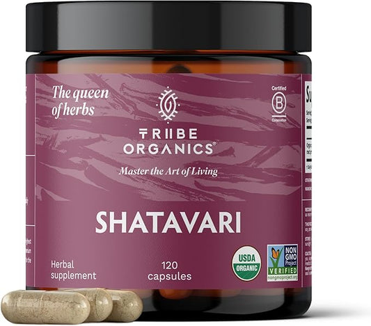 TRIBE ORGANICS Organic Shatavari Herbal Supplement 120 Vegan