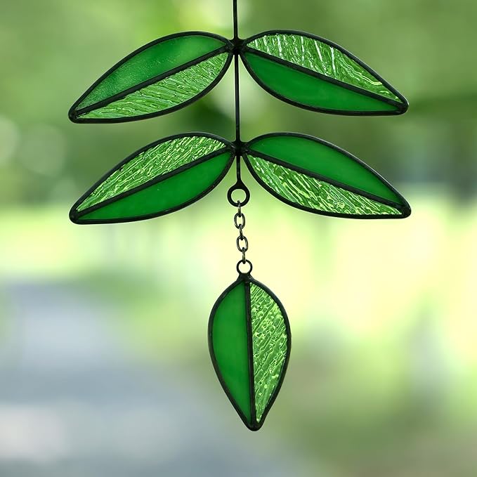 Tulip Stained Glass Suncatcher, Valentines Day Gifts, Folk Flower Stained Glass Window Hanging Sun Catcher, Retro Home Decor, Window Decorations for Plant Lovers, 9.4" x 4.7"