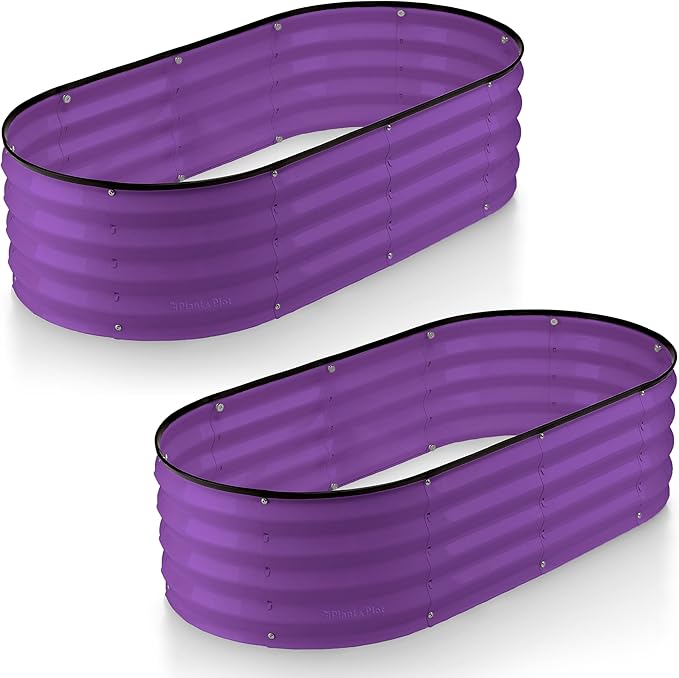 Galvanized Raised Garden Beds Outdoor // 4×2×1 ft (2-Pack) Planter Raised Beds for Gardening, Vegetables, Flowers // Large Metal Garden Box (Purple) // Patented Tool-Free Design