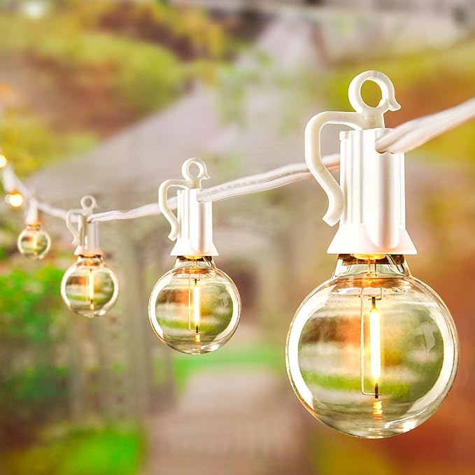 Brightown 60 Feet LED Outdoor String Lights with Shatterproof G40 Edison Bulbs, Connectable and Weatherproof Strand, Commercial Grade Patio Lights for Backyard Garden Patio Decorative, White
