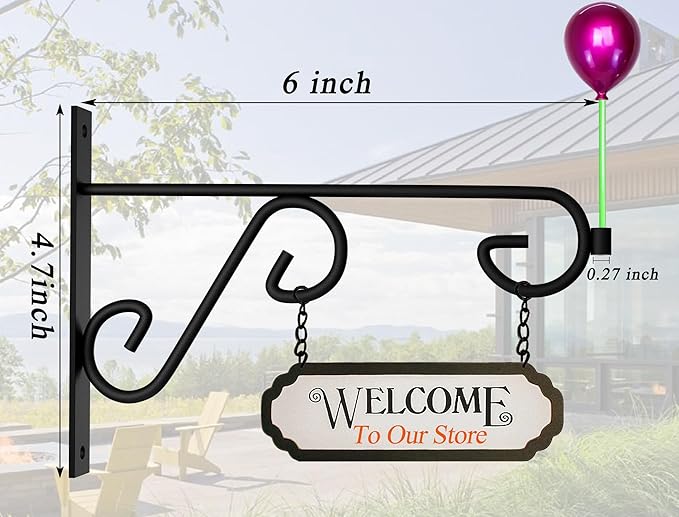 Hanging Plant Hanger 4Pcs Plant Hanger Wall Hooks,6in Metal Plant Bracket Hook for Outdoor or Indoor Hanging Flower Baskets,Wind Chimes,Solar Lanterns
