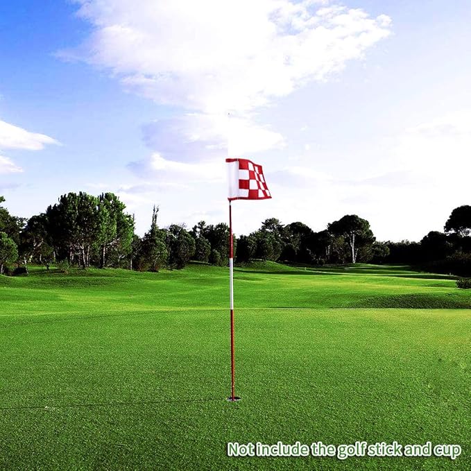 Nylon Golf Putting Green Flags - Solid & Checkered, Indoor/Outdoor, 8.7"x6" (White-Red)