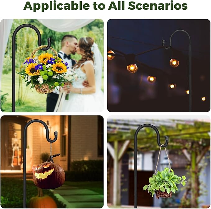 Kingsyard Adjustable Shepherd Hooks for Outdoor - 76 INCH Heavy Duty Bird Feeder Pole with 5 Prong Base, Hummingbird Feeder Stand, Garden Plant Baskets, Weddings Decor, Solar Light Lanterns