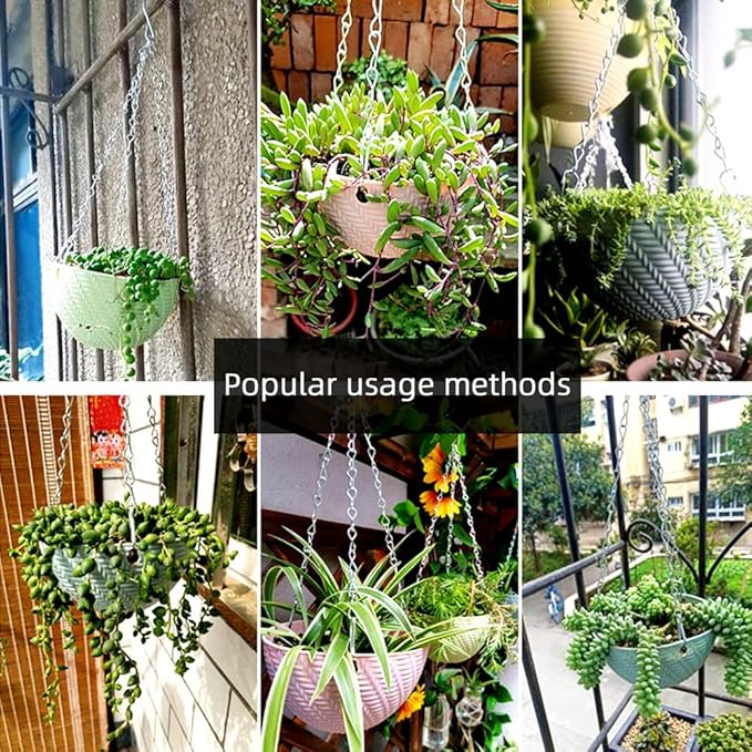 197 Inch DIY Silver Hanging Basket Chains, Adjustable Length, Decorative Metal Chain with Hooks for Hanging Bird Feeders, Planters, Ornaments