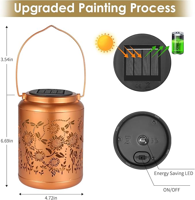Garden Decor Birthday Gifts for Women, Sunflower Solar Lanterns Outdoor Decoration, Mothers Day Gifts for Mom Grandma, Hanging Solar Lights Outside for Yard, Patio, Backyard, Porch (2 Pack)