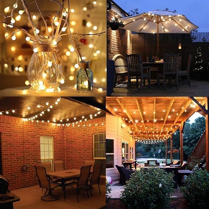 Globe String Lights Plug in 65.6 Feet 150 led,8 Modes Fairy String Lights,Indoor String Lights for Bedroom,Classroom,Outdoor String Lights for Patio,Garden,Party,Wedding-Warm White