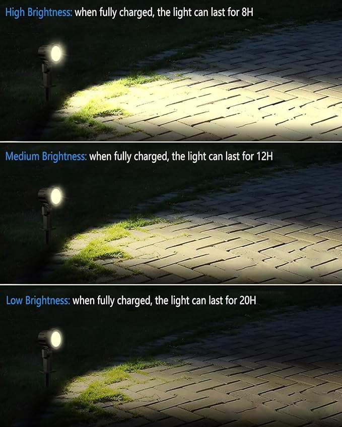 CLY 6 in 1 Solar Spot Lights Outdoor, 2700K Warm White Solar Spotlights Landscape Lights, IP66 Waterproof 59.06ft Cable Auto On/Off Garden Floodlight for Yard Lawn Tree Statue Pathway Decoration