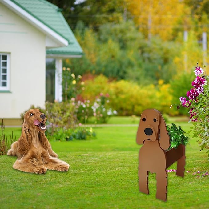 Brown Cocker Spaniel Dog Planter Plant Pots,Cute Garden Dog Flower Planter,Dog Planters Birthday Gifts for Women,Office,Indoor/Outdoor Decor（9.45 * 9.17 * 13.39in）