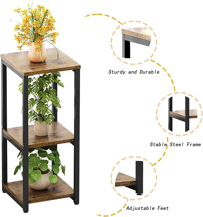 Plant Stand Indoor Corner Tall 3 Tier Metal Modern Flower Storage Plant Stands Holder for Living Room Balcony Garden,Black (3 Tier-Black)